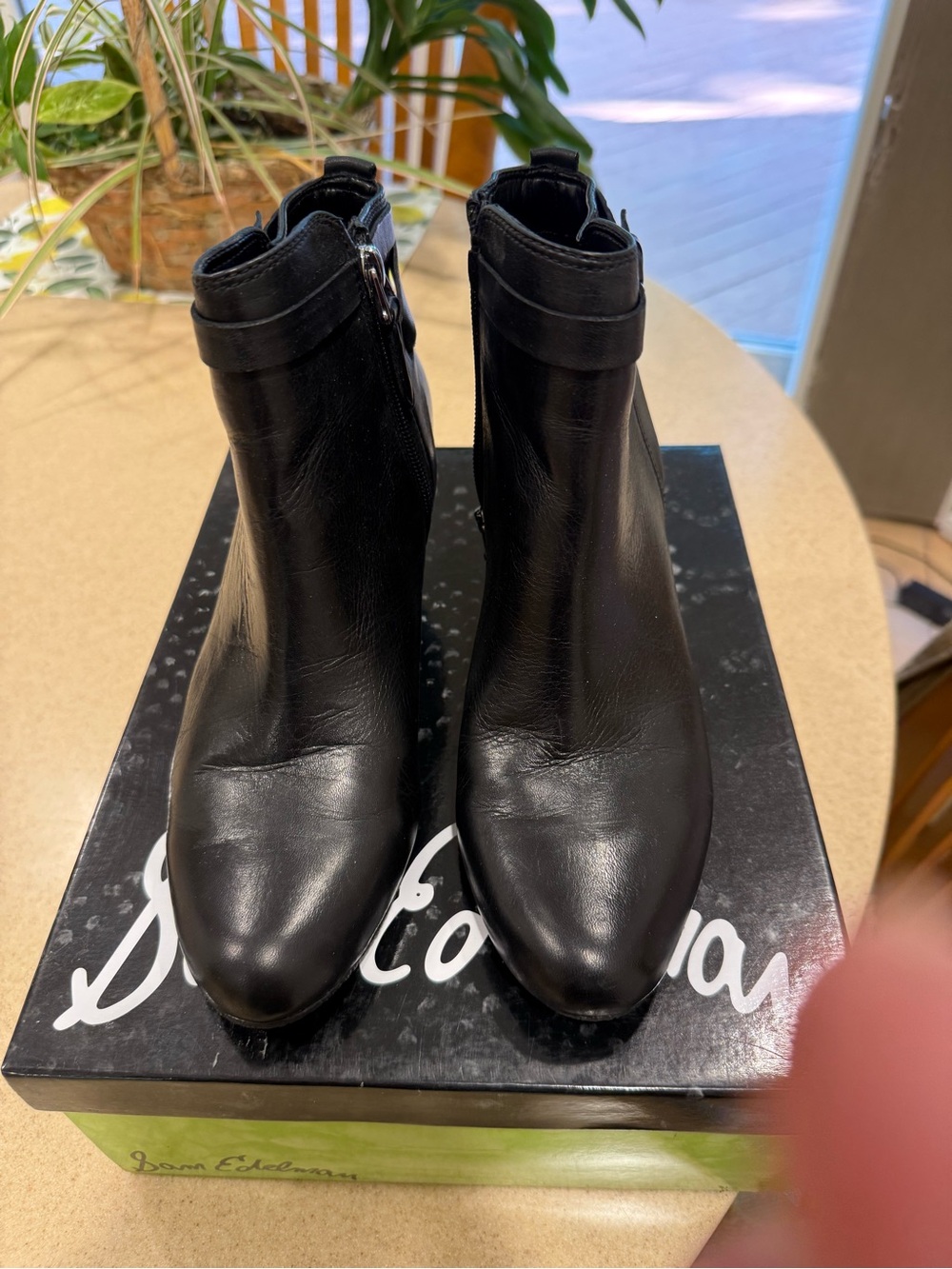 Sam Edelman Black Leather Ankle Boots with Side Zip